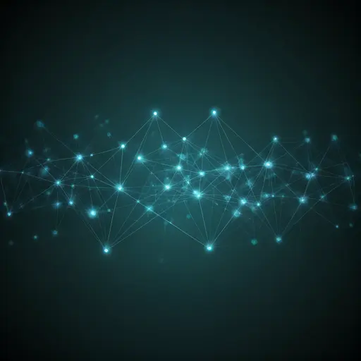 Abstract visualization of an artificial intelligence network with glowing nodes and connections on a dark background